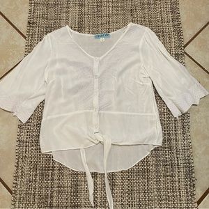 Aina Be Coastal Tie Blouse with Embroidered detailing S